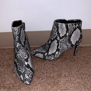 Snakeskin Heeled Booties